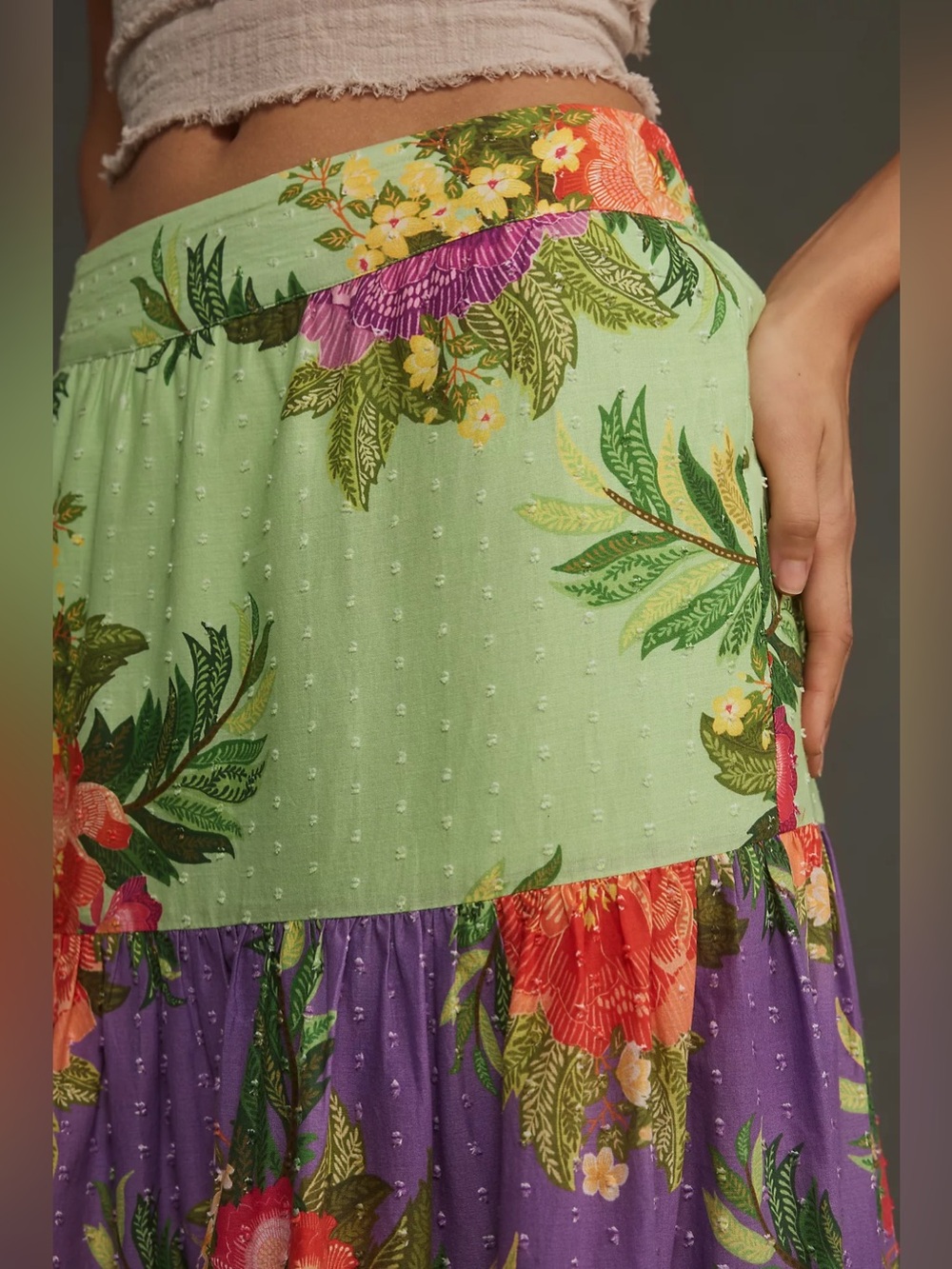 Farm Rio x Anthropologie Tiered Floral Maxi Skirt size Medium 57129 - Picture 3 of 13